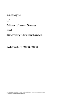 Catalogue of Minor Planet Names and Discovery Circumstances
