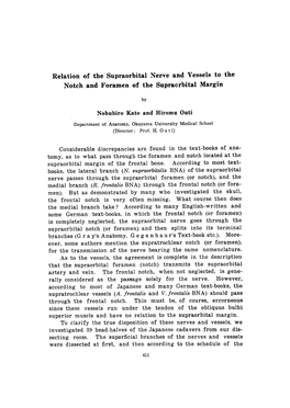 Relation of the Supraorbital Nerve and Vessels to the Notch and Foramen of the Supraorbital Margin