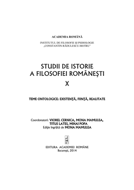 Studii De Istorie a Filosofiei Româneşti X