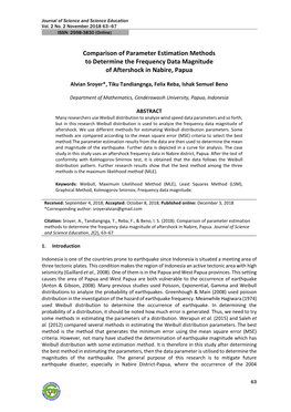 Comparison of Parameter Estimation Methods to Determine the Frequency Data Magnitude of Aftershock in Nabire, Papua
