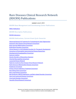 Rare Diseases Clinical Research Network (RDCRN) Publications