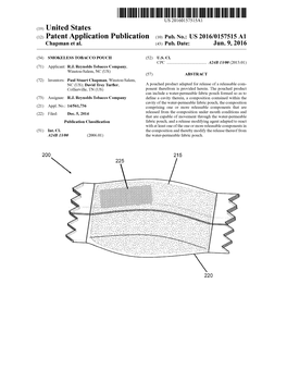 (12) Patent Application Publication (10) Pub. No.: US 2016/0157515 A1 Chapman Et Al