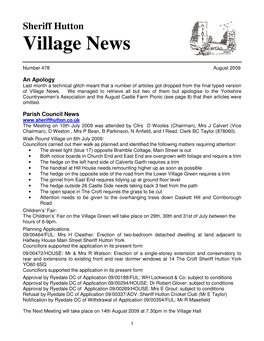 Sheriff Hutton Village News