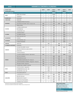 LR 21 HORAIRES Du 1/09/2020 Au 31/08/2021