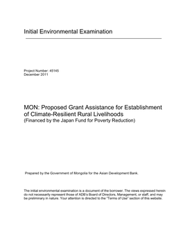 45145-001: Establishment of Climate-Resilient Rural Livelihoods