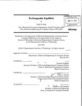 Exchangeable Equilibria of TECHNOLOGY by JUN 17 2011