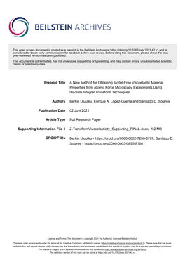 A New Method for Obtaining Model-Free Viscoelastic Material Properties from Atomic Force Microscopy Experiments Using Discrete Integral Transform Techniques