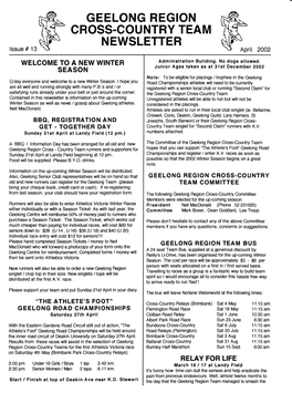 GEELONG REGION CROSS.COUNTRY TEAM NEWSLETTER Lssue # 13 April