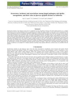 Occurrence, Incidence and Associations Among Fungal Pathogens and Agrilus Auroguttatus, and Their Roles in Quercus Agrifolia Decline in California