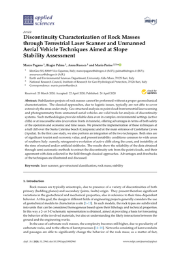 Discontinuity Characterization of Rock Masses Through Terrestrial Laser Scanner and Unmanned Aerial Vehicle Techniques Aimed at Slope Stability Assessment