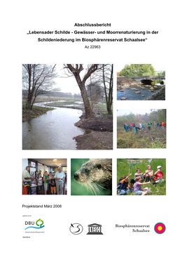 Abschlussbericht „Lebensader Schilde - Gewässer- Und Moorrenaturierung in Der Schildeniederung Im Biosphärenreservat Schaalsee“ Az 22963