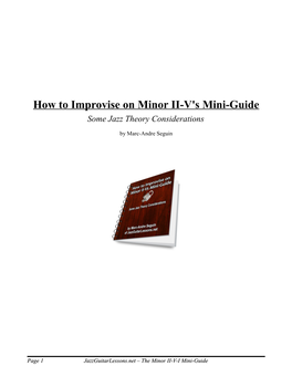 How to Improvise on Minor II-V's Mini-Guide Some Jazz Theory Considerations