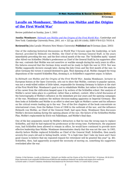 Helmuth Von Moltke and the Origins of the First World War'