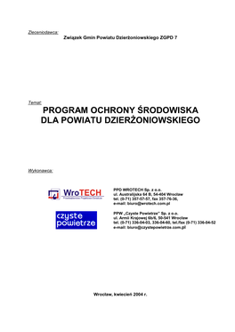 Program Ochrony Środowiska Dla Powiatu Dzierżoniowskiego
