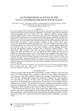 An Environmental Study of the Nant-Y-Fendrod Stream in South Wales