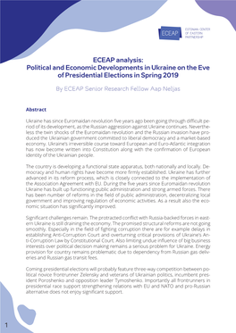 ECEAP Analysis: Political and Economic Developments in Ukraine on the Eve of Presidential Elections in Spring 2019