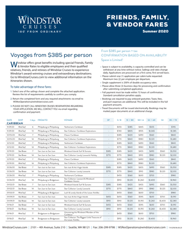 Friends, Family, & Vendor Fares