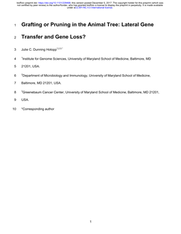 Lateral Gene Transfer and Gene Loss?