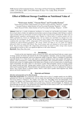 Effect of Different Storage Condition on Nutritional Value of Puttu