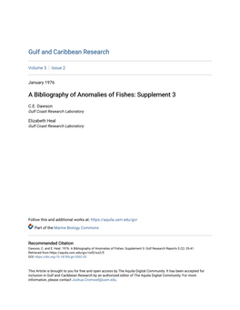 A Bibliography of Anomalies of Fishes: Supplement 3