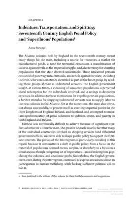 Indenture, Transportation, and Spiriting: Seventeenth Century English Penal Policy and ‘Superfluous’ Populations1