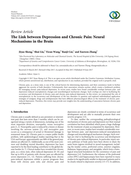 Review Article the Link Between Depression and Chronic Pain: Neural Mechanisms in the Brain