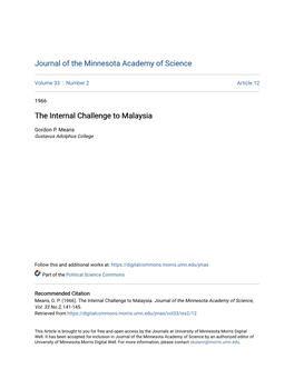 The Internal Challenge to Malaysia