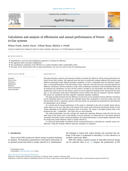 Calculation and Analysis of Efficiencies and Annual Performances of Power-To-Gas Systems