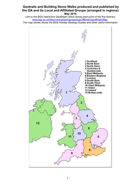 Geotrails and Building Stone Walks Produced and Published by the GA