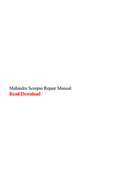 Mahindra Scorpio Repair Manual