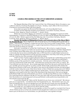Cc3827 07 16 02 Council Proceedings of the City of Shreveport, Louisiana