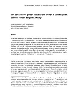 The Semantics of Gender, Sexuality and Women in the Malaysian Editorial Cartoon Senyum Kambing1