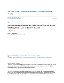 Will the Expiration of the NFL-NFLPA CBA Result in the Loss of the 2011 Season?