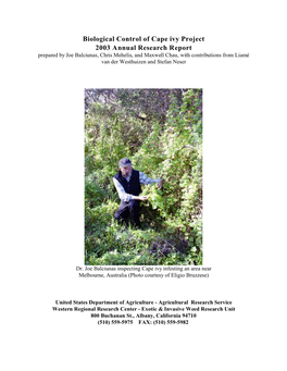 Biological Control of Cape Ivy Project 2003 Annual Research Report