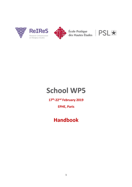 School WP5 17Th-22Nd February 2019 EPHE, Paris