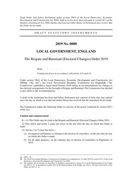 The Reigate and Banstead (Electoral Changes) Order 2019