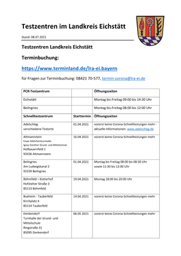 Testzentren Im Landkreis Eichstätt