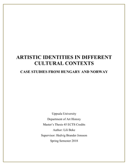 Artistic Identities in Different Cultural Contexts