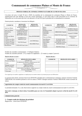 Compte-Rendu Du 30/05/2016