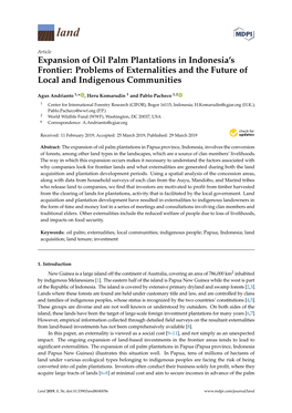 Expansion of Oil Palm Plantations in Indonesia's Frontier