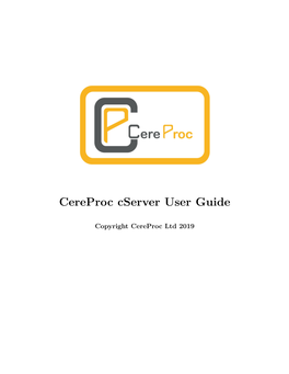 Cereproc Cserver User Guide