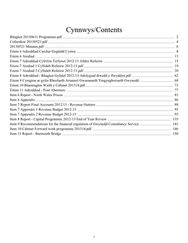 Cynnwys/Contents