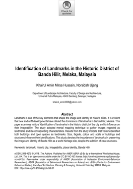 Identification of Landmarks in the Historic District of Banda Hilir, Melaka, Malaysia