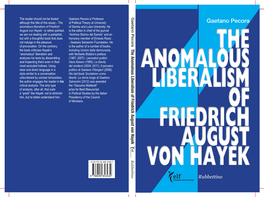 Gaetano Pecora Gaetano Rubbettino AUGUST AUGUST FRIEDRICH FRIEDRICH LIBERALISM LIBERALISM VON HAYEK ANOMALOUS ANOMALOUS