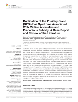 Duplication of the Pituitary Gland (DPG)-Plus Syndrome Associated with Midline Anomalies and Precocious Puberty: a Case Report and Review of the Literature