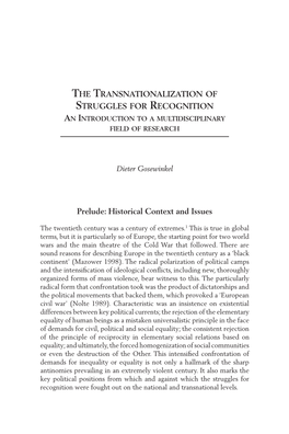 The Transnationalization of Struggles for Recognition an Introduction to a Multidisciplinary Field of Research