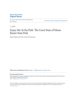 The Great State of Maine Baxter State Park Maine Department of Economic Development