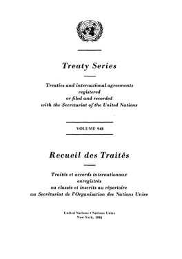 Treaty Series Recueil Des Traites