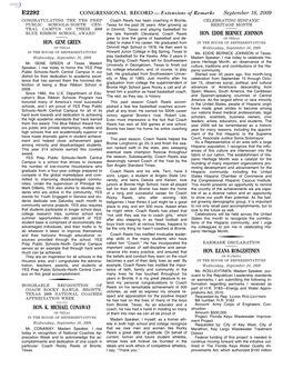 CONGRESSIONAL RECORD— Extensions of Remarks E2292 HON. GENE GREEN HON. K. MICHAEL CONAWAY HON. EDDIE BERNICE JOHNSON HON. ILEA