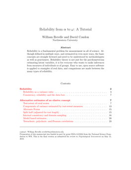 Reliability from Α to Ω: a Tutorial